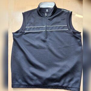 PGA Tour Men's Golf Vest Black 1/4 Zip White Trim Sleeveless Size Large